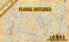 free vector Free Vector Floral Outlines