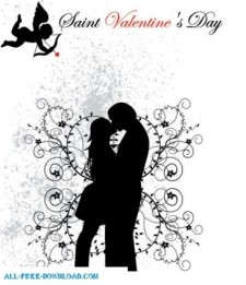 free vector Valentine day peole in love BW