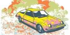 free vector Colour background with car