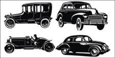 free vector Old car silhouettes free vector
