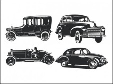 free vector 
								Old Car Silhouettes							