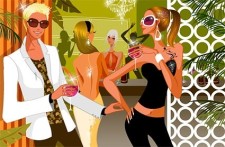 free vector Attractive men and women on the fashion party vector 2