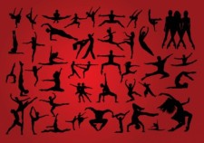 free vector People Dancing Silhouettes