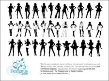 free vector 
								Sexy Girls Silhouettes							