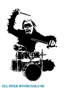 free vector Drum monkey