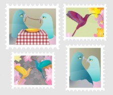 free vector A good start to your birds stamp collection