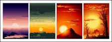 free vector Sunrise and sunset collection
