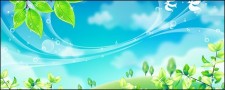 free vector Green leaf and blue sky