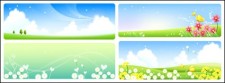free vector Flower landscape set