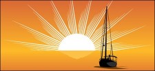 free vector Sailing sunrise