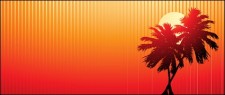 free vector Palm tree at beach sunset