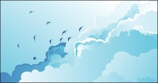 free vector Birds on the cloudy sky
