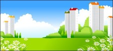 free vector Green city with many Skyscraper