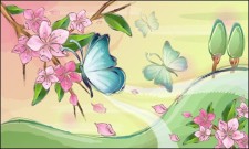 free vector Butterfly and flower