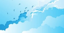 free vector Nature birds silhouettes sky clouds free vector