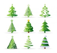 free vector A variety of cartoon christmas tree vector