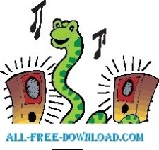 free vector Snake Listening to Music