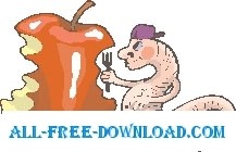 free vector Worm Eating Apple