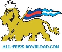 free vector Lion with Flag