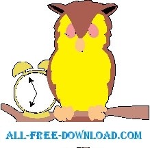 free vector Owl with Alarm Clock