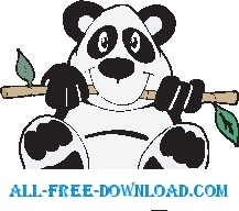 free vector Panda and Bamboo