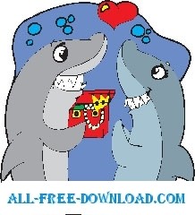 free vector Sharks in Love