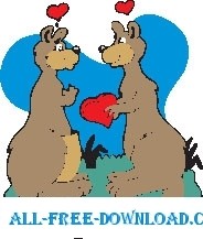 free vector Kangaroos in Love