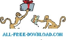 free vector Monkeys and Gifts