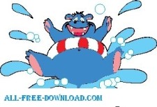 free vector Hippo Jumping in Water
