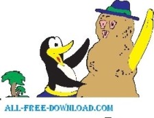 free vector Penguin with Sandman