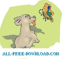 free vector Puppy and Butterfly 2