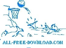 free vector Seals Playing Basketball