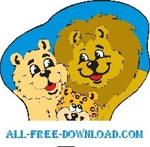 free vector Lions with Cub