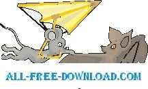 free vector Mouse Hang Gliding with Bat