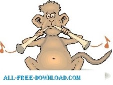 free vector Monkey Playing Horns