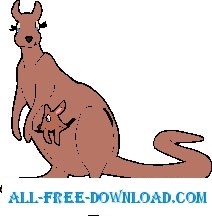 free vector Kangaroo and Baby 4