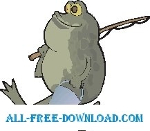 free vector Frog Going Fishing