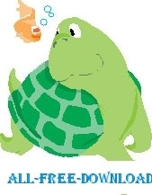 free vector Turtle and Fish