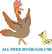 free vector Rooster and Chick