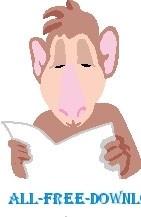 free vector Monkey Reading
