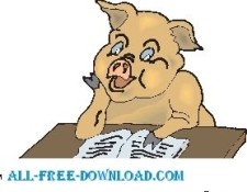 free vector Pig Reading