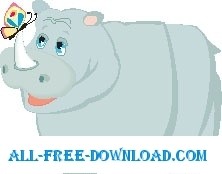 free vector Rhino with Butterfly