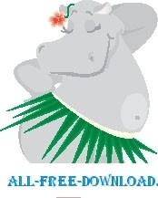 free vector Hippo in Grass Skirt