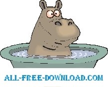 free vector Hippo Bathing 2