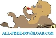 free vector Lion Eating Pizza
