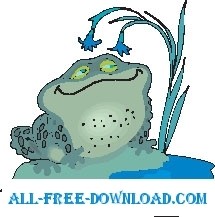free vector Frog Smelling Flowers