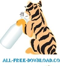 free vector Tiger with Bottle