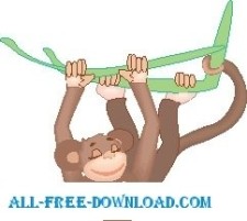 free vector Monkey Swinging from Tree