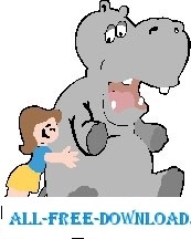 free vector Hippo and Girl