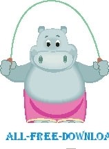 free vector Hippo Jumping Rope